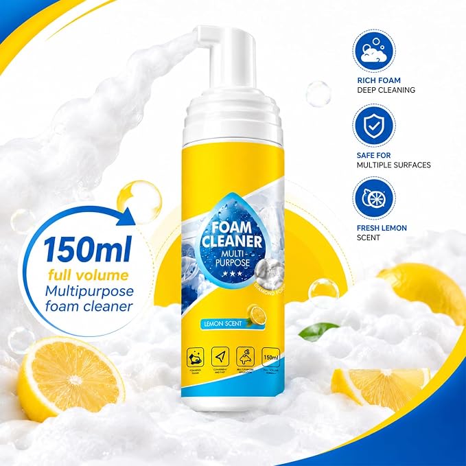 4-in-1 Multi-Enzyme Foam Spray Cleaner,Foam Cleaner All Purpose,Multipurpose Foam Cleaner,Deep Cleaning Foam Spray,All-Purpose Deep Cleaning Spray for Car Interior Kitchen Bathroom Sofa (1Pcs)