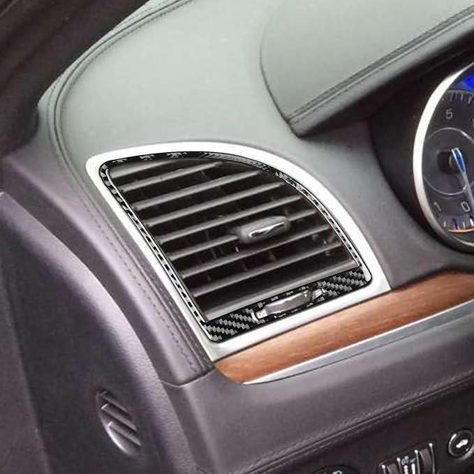 Real Carbon Fiber Trim for Chrysler 300 Accessories | for 2015-2023 300C 300S Limited/Touring Side Air Vent Frame Panel Sticker Interior Thick Overlay Decal