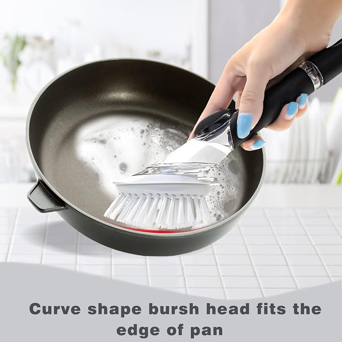 Brush Refills for RIMAY Dish Brush - 6 Pack Dish Brush Cleaning Soap Dispensing Head Replacement for Scrubber (White)