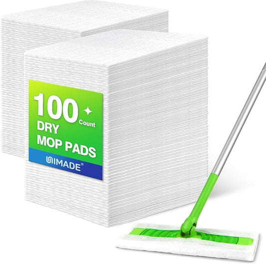 UNIMADE Dry Sweeping Cloths, 100 Count Mop Refill Compatible with Swiffer Sweeper - Disposable Duster Refills Mops for Cleaning Hardwood Floor Dust | Compatible with Swiffer Sweeper - Disposable Duster Refills Mops for Cleaning Hardwood Floor