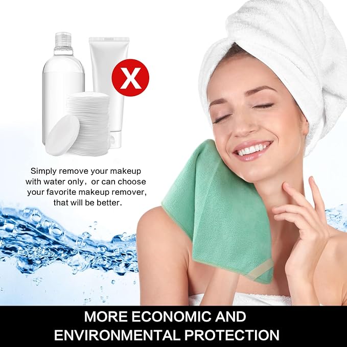 SINLAND Microfiber Facial Cloths Fast Drying Washcloth 12inch x 12inch Absorbent Face Wash Cloth Soft Makeup Remover Cloths