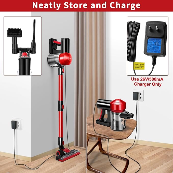 iwoly C150 Cordless Vacuum Cleaner with 2200mAh Rechargeable Battery, 18000Pa Cyclone Vacuum with HEPA Filter, Lightweight Portable Handheld Stick Vacuum for Home Hard Floor Car Cleaning