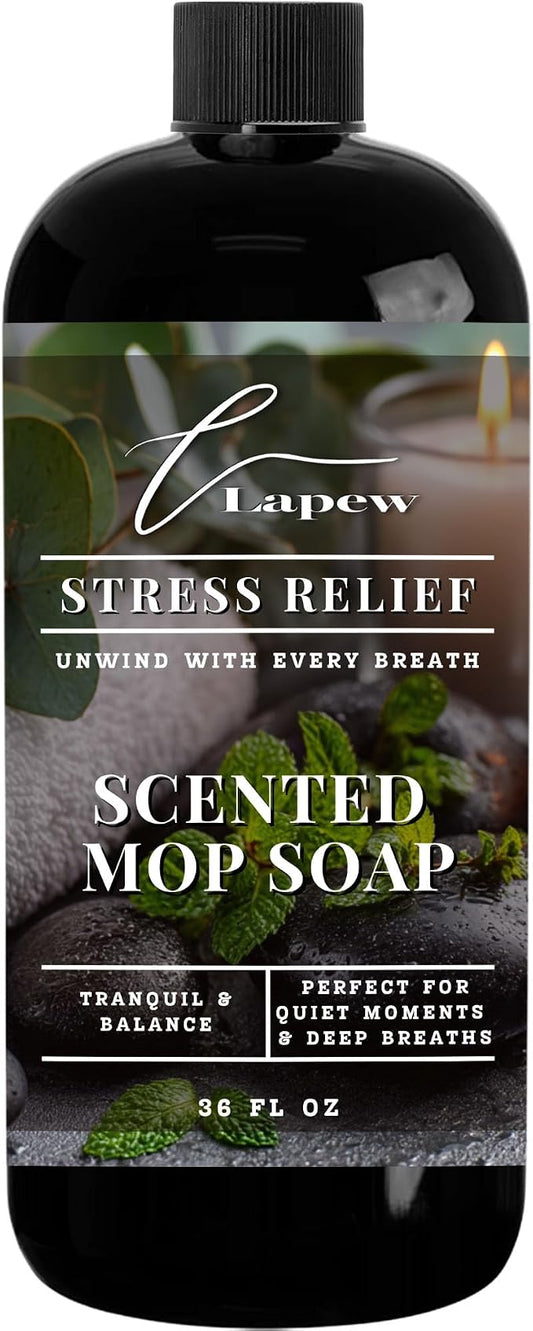 Lapew Stress Relief Scented Mop Soap - Luxury Floor Cleaner Concentrate for Mopping Tile, Laminate, Vinyl & Hardwood | Streak-Free, Low-Foam | 36 oz