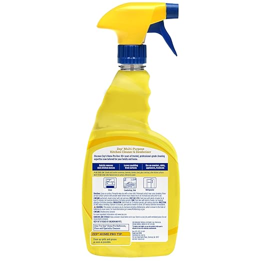 Zep Home Pro Multi-Purpose Kitchen Cleaner & Deodorizer - 32 oz - (Pack of 1) - R52613 - Use on Counters, Backsplash, Stove, Kitchen Appliances