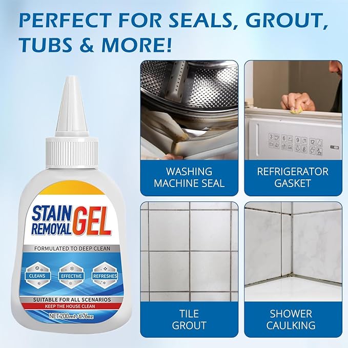 Mold Stain Remover Gel,Heavy Duty Gel Cleaner,Multifunctional Stain Remover For Homeowners & Renters,Bathroom, Kitchen, Tile, Washing Machine Use -Easy Squeeze Design