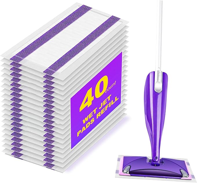 40 Pack Disposable Wet Jet Pads Refill Compatible with Swiffer Wet Jet Mop | Multi Surface Wet Jet Mopping Pads for All Hardwood Floor Cleaning, 4 Layers Thickened | Super Absorbent | Stickiness