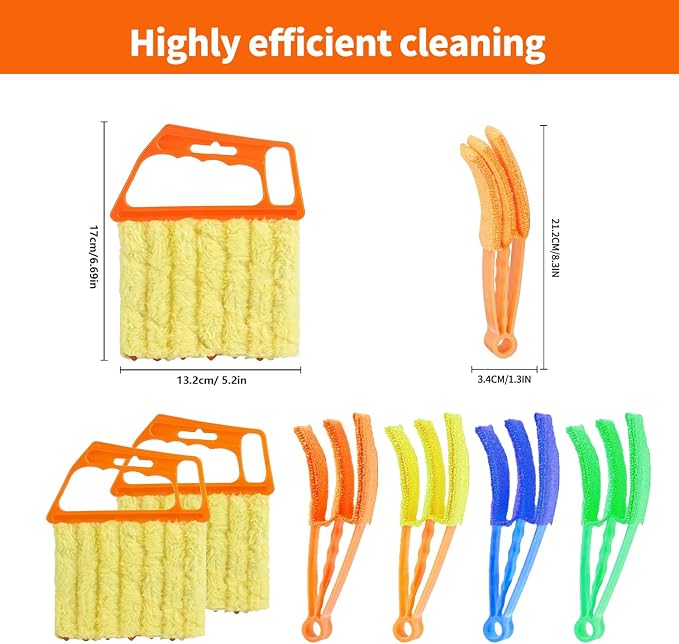 6 Finger Blind Cleaner Duster Tool, LZJPECES Window Blinds Cleaner with 6 Reusable Microfiber Covers for Venetian, Wood, Vinyl Blinds, AC Vents, Window Sills & Tracks