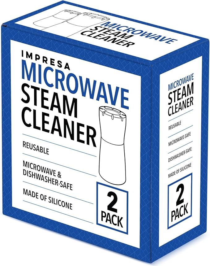 IMPRESA 2 Pack Blue Microwave Steam Cleaner for Quick and Effortless Cleaning - Microwave Cleaning Device with Vinegar and Water for Grime and Odor Removal