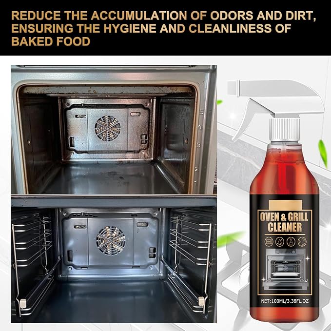 Oven And Grill Cleaner, Oven Rack & Grill Cleaner,3.38 FL. OZ Kitchen Heavy Oil Cleaner Spray, Eliminates Thick Grease & Build Up, Odor And Grease Remover
