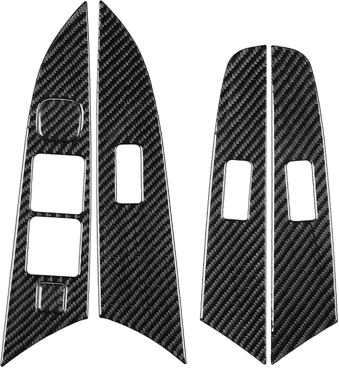 Real Carbon Fiber Door Control Panel Trim Fit for Mazda 3 2004-2009 | Interior Decorations Stickers|Windows Lift Switch Panel|Car Decals|Thick Overlay|Anti-scratch|Self-adhesive