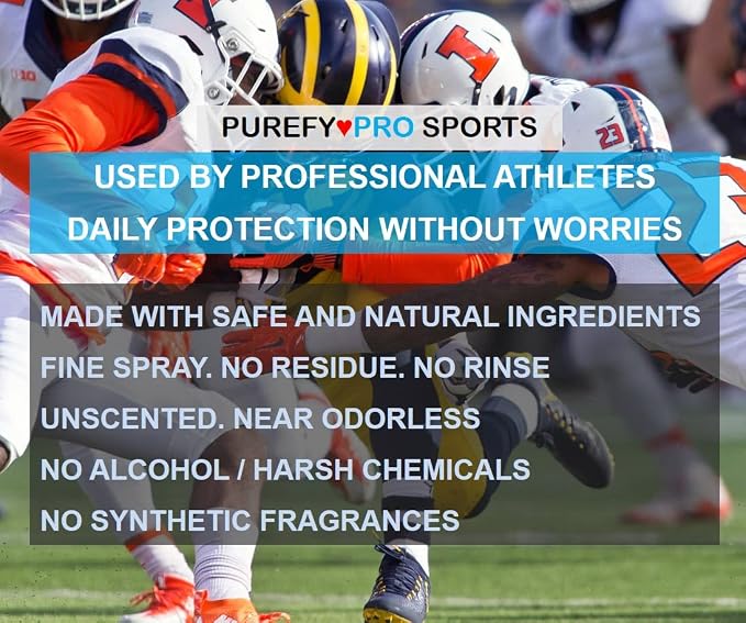 Purefypro Sports Equipment Disinfectant Spray (16oz, 2pk) Kills 99.9999% MRSA, HIV, Athlete Foot Fungus, Virus, Fungi. No Residue. Great For Sports Pads, Yoga Mats, Shoes, Boxing Gloves, Gym Equipment