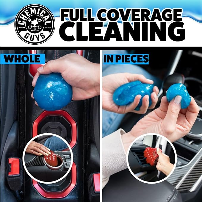 Chemical Guys, Sticky Icky Cleaning Gel, Green Apple & Strawberry, 2 Pack | For air vents, dashboards, and keyboards, reusable, for vents, cup holders, and keyboards, use for dashboard crevices