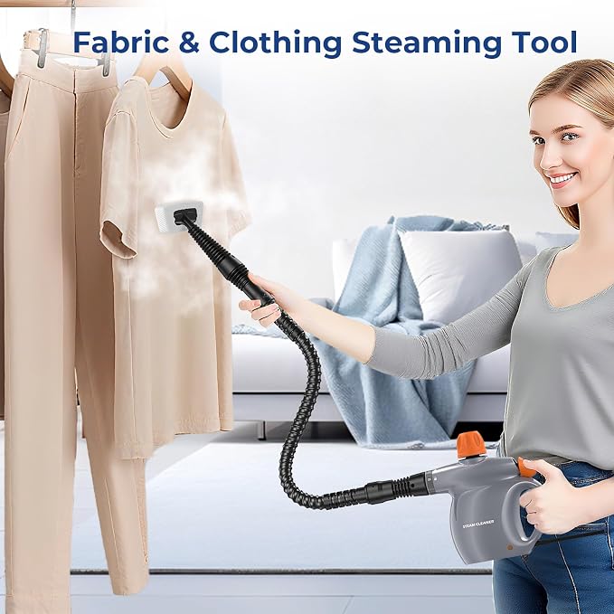 Pressurized Handheld Steam Cleaner, 13Pcs Portable Deep Cleaning Steamer | Natural Deep Cleaning, Multi-Purpose for Home, Grout, Kitchen, Car, Window, Upholstery, Bathroom and Clothes