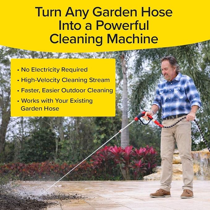 Pocket Hose Arrow Customizable Spray Nozzle, As Seen on TV | Flow Force Tech, 4 precision tips, jet stream to gentle watering, rust-resistant, non-slip grip, ideal for car wash