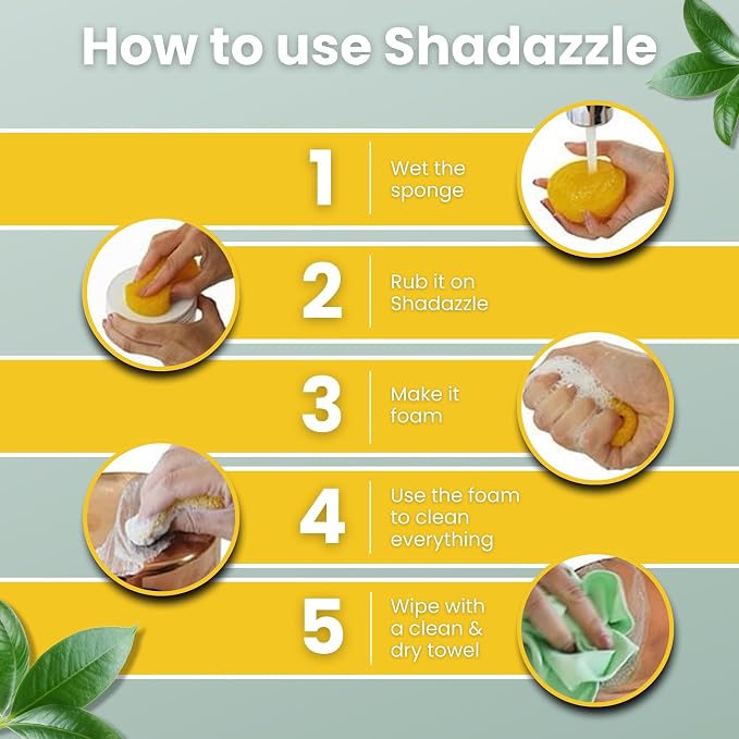 Shadazzle Natural All Purpose Cleaner and Polish, 2 Pack Lemon Scent | Clean & Polish Surfaces, 100% Natural Ingredients, Cleaning Paste, Easy to Rinse, Works on Metals, Ceramics, Marble and More