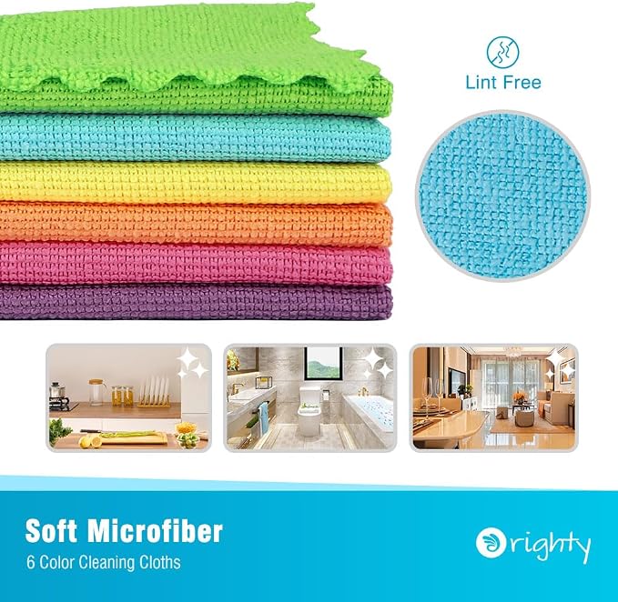 Orighty Microfiber Cleaning Cloths,150 Pack Microfiber Towels Bulk, Ultra-Soft & Absorbent Cleaning Rags, Reusable Lint Free Cloths for Car Care, House, Kitchen, 12x12 Inch
