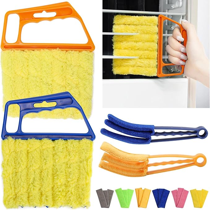 Window Blind Cleaner Duster Set, Washable Dusting Cleaner Air Vent Cleaning Brush Tools (Blue)