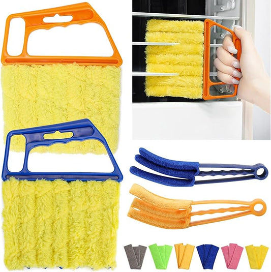 Window Blind Cleaner Duster Set, Washable Dusting Cleaner Air Vent Cleaning Brush Tools (Blue)