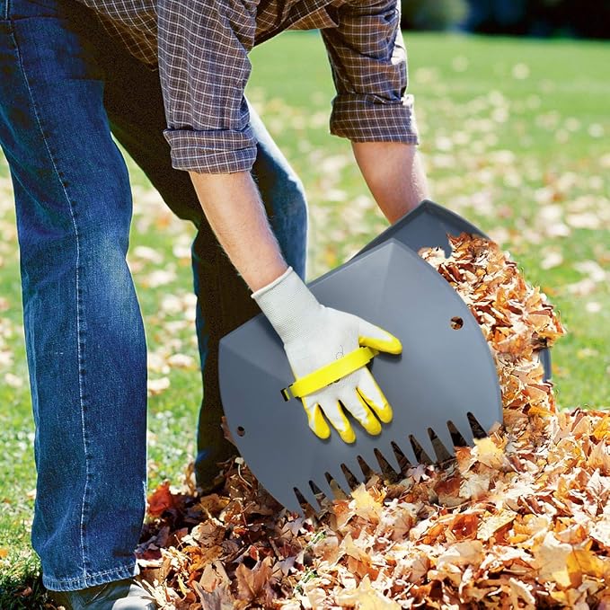 Jardineer Leaf Scoops Hand Rake, Lightweight Leaf Grabber,Grey Leaf Collector, Leaf Picker Upper for Leaves, Grass, Lawn Clippings, Twigs or Debris (2 Pack)