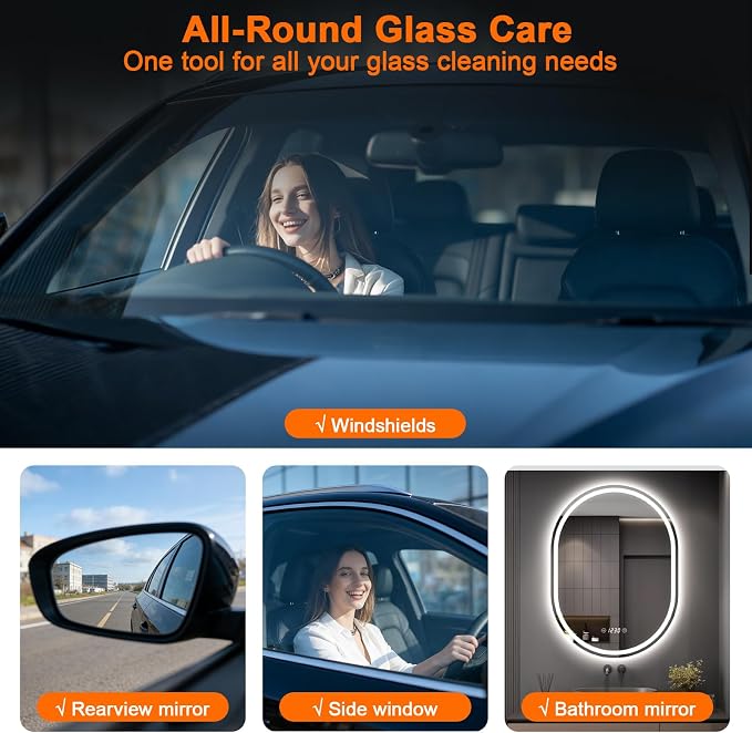 Car Glass Oil Film Cleaning Brush Kit, Windshield Cleaner Tool with Cleaning Emulsion for Auto Windshield Window Mirror, Improve Glass Clarity for Daily Driving
