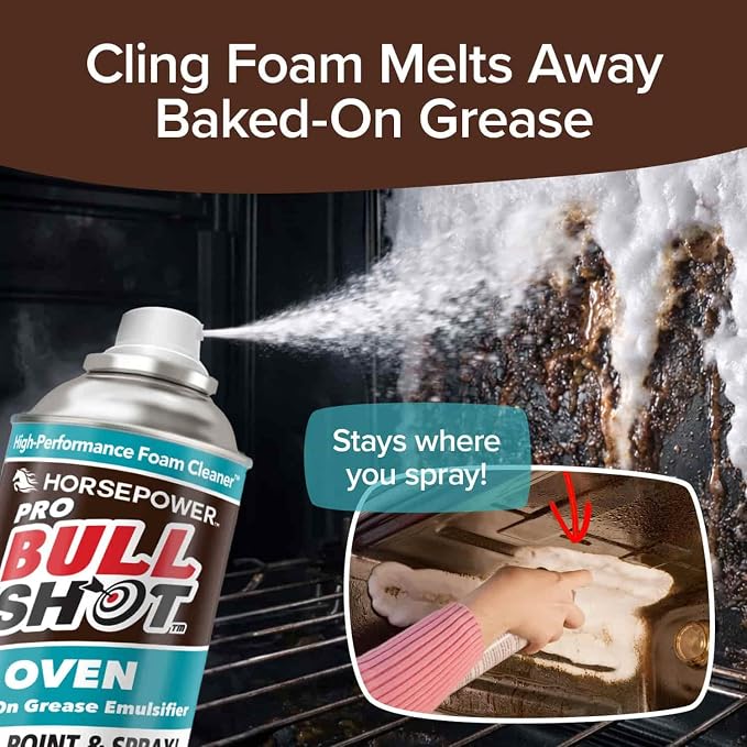 Bull Shot Oven Pro, AS SEEN ON TV, Cling Foam Melts Away Baked-On Grease, Char & Food In Minutes, Professional Strength, Shake, Point & Spray, Made in the USA, Ovens, Racks, Drip Pans & Broilers