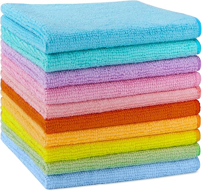 AIDEA Microfiber Cleaning Cloth, 10PK, Cleaning Rags, 11.5"×11.5" | Microfiber Towels for Cars, Lint Free Cloth, Dusting Cloth for Home, Window, Cleaning Supplies