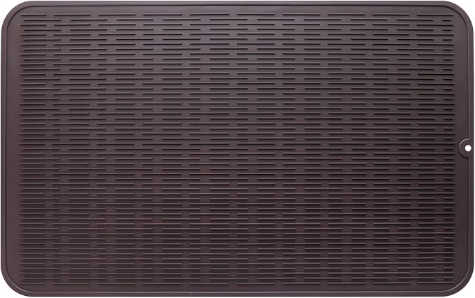 MicoYang Silicone Dish Drying Mat for Multiple Usage,Easy clean,Eco-friendly,Heat-resistant Silicone Mat for Kitchen Counter or Sink,Refrigerator or Drawer Liner Coffee 3XL 28 inches x 18 inches