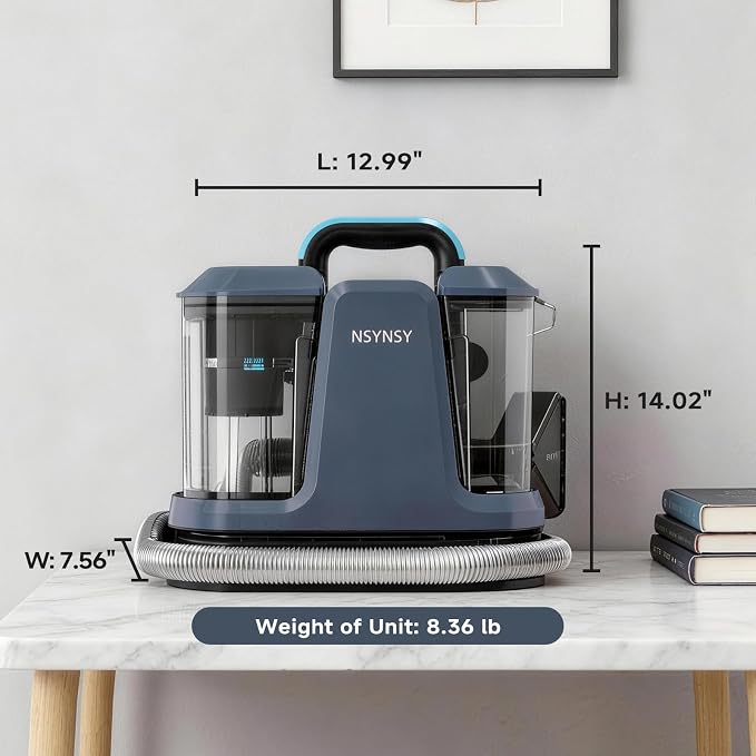 Portable Carpet Upholstery Cleaner for Furniture, Pet Stains, Car Interiors | Powerful Suction, Faster Drying, Deep Stain Removal, Lightweight Design, Large Dual Tanks, Long Hose & Cord, Home & Car Use