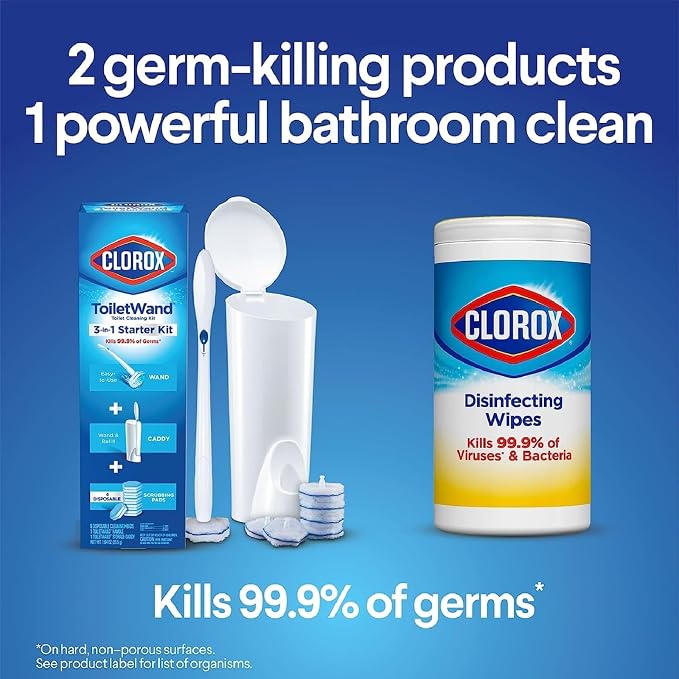 Clorox ToiletWand Disposable Toilet Cleaner Refills, Rainforest Rush Scent, 30 Count, Kills 99.9% of Germs, Touch-Free Toilet Cleaning