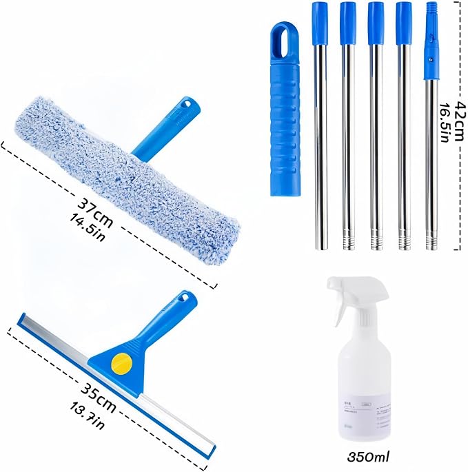 Window Cleaning Kit with Collapsible Bucket,Window Washing Kit with 6.56Ft Extension Pole,Scrubber,Professional Window Washing Kit Cleaner Tool for Home Outdoor Office Commercial Use