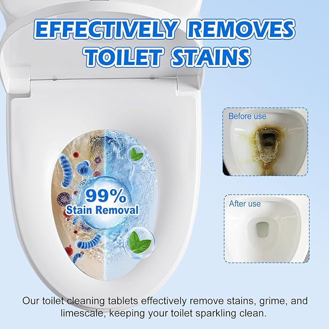 Automatic Toilet Bowl Cleaner Tablets-Fresh Scent,Long-Lasting Cleaning Effectively removes stains and limescale;cleaning with facility Releases fresh fragrance for a pleasant bathroom experience AAA