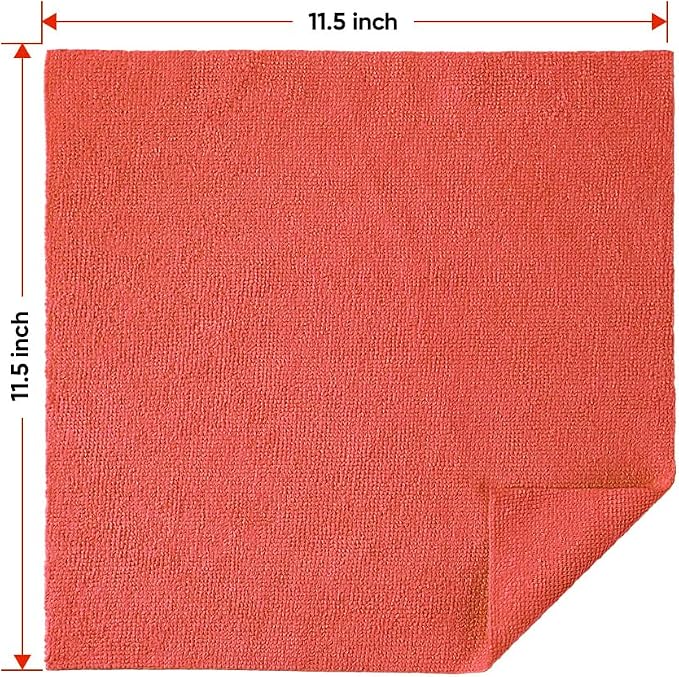 HOMEXCEL Red Shop Towels 100 Pack, Reusable Microfiber Cleaning Cloth Bulk, Multipurpose Microfiber Towels for Cars, House and Kitchen, Highly Absorbent Cleaning Rags 11.5 x 11.5 inch