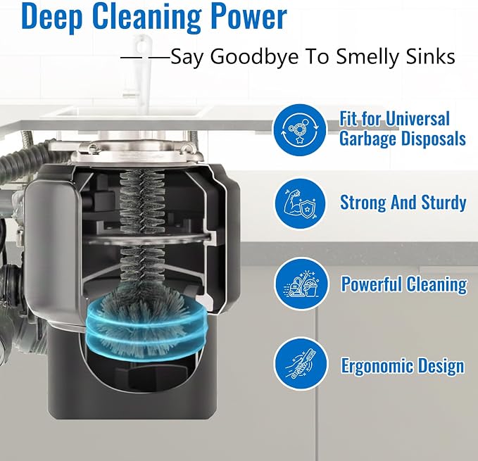 Garbage Disposal Cleaning Brush with 14.6" Long Handle – Deep Clean for Sink Disposal, Removes Odor & Residue, Universal Fit, Durable and Easy to Rinse