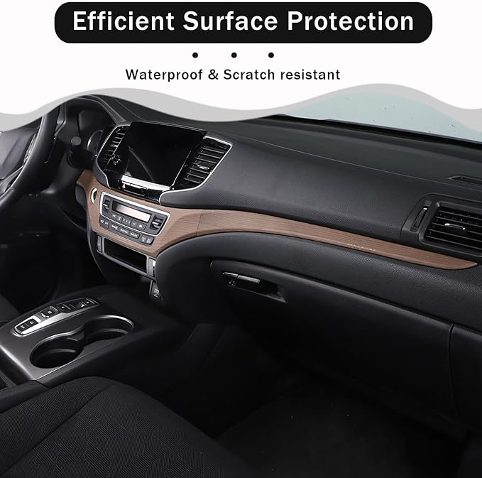 Center Console Dashboard Panel Strip Trim for Honda Pilot 2016-2022 Interior Decorative Cover Protector Accessories Anti Scratch ABS Material (Pear Wood Grain)