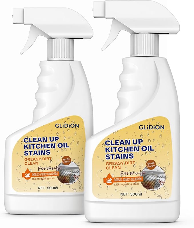 Heavy Duty Kitchen Degreaser Spray, All-Purpose Grease Cleaner for Range Hood, Stove, Countertop, Microwave & Backsplash, Non-Corrosive Safe Formula with Foam Sprayer, 16.9 Fl Oz * 2PCS