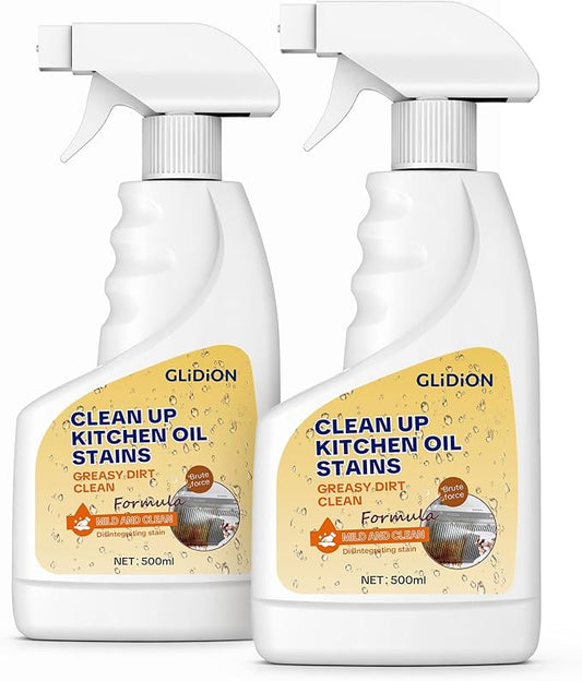 Heavy Duty Kitchen Degreaser Spray, All-Purpose Grease Cleaner for Range Hood, Stove, Countertop, Microwave & Backsplash, Non-Corrosive Safe Formula with Foam Sprayer, 16.9 Fl Oz * 2PCS
