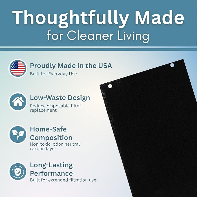 Activated Carbon Microwave Hood Filters - Charcoal Filters Compatible for Whirlpool Microwave Filter Replacement (WML55011HS & WML75011HZ, Low-Profile Models) - 10.25" x 7.125", 2-Pack - Made in USA