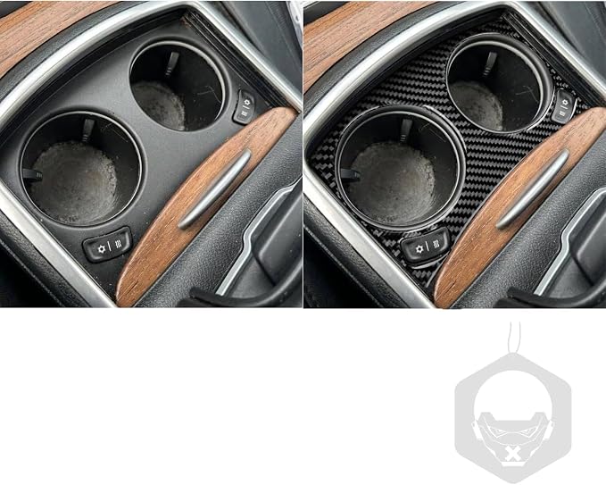 Real Carbon Fiber Car Cup Holder Panel Sticker Compatible with 2015-2023 Chrysler 300 / 300C / 300S / Limited/Touring Interior Decal Trim Accessoriess - B