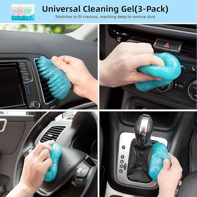 TICARVE 9Pcs Car Cleaning Kit for Dashes Air Vents Keyboards Electronics | Car Interior Cleaning Kit, Dust Removal Cleaning Kit, Auto Deep Cleaning Detailing Tools, Hard-to-Reach Cleaning Kit