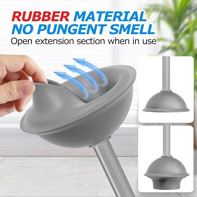 FORASTO 2Pack 3in1 Toilet Brush and Plunger Set - Bathroom Bowl Holder Kit | 21", Cleaning Gloves, Heavy Duty Rubber Toilet Bowl Cleaner, Apartment Must Haves Bathroom Decor Accessories, Dark Grey