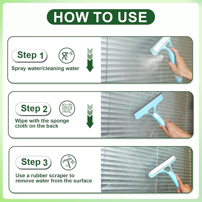 3 in 1 Window Cleaning Scraper, Window Squeegee with Sprayer, Window Cleaning Scraper for Windows, Walls, Car Windshields, Bathrooms, Kitchens, All-Purpose Window Cleaner Tool (Yellow)