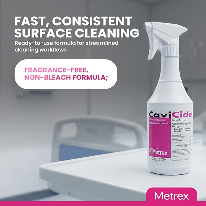 Metrex CaviCide Germicidal Surface Disinfectant Spray – EPA-Registered Quaternary Ammonium Cleaner – Kills Flu Virus, Bacteria & Fungi – Hospital-Grade for Medical & Dental – 24 fl oz, 12-Pack (Case)