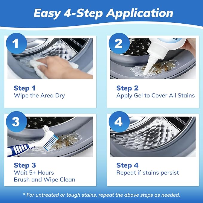 Mold-Stain Remover Gel for Washing Machine & Bathroom – Low Odor Remover Gel for Rubber Gaskets, Shower Grout, Silicone Sealant, Toilet, Kitchen Sink
