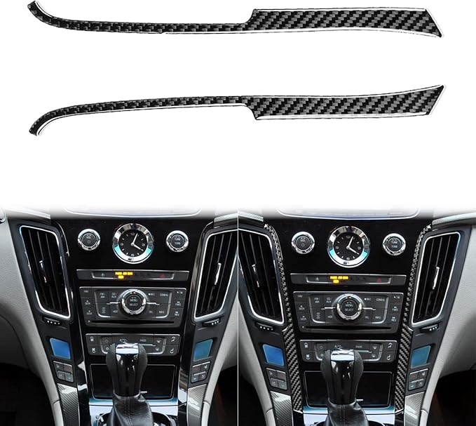Real Carbon Fiber Trim for Cadillac CTS Accessories | for 2008 2009 2010 2011 2012 2013 Center Console Side Strip Sticker Interior Thick Overlay Decal
