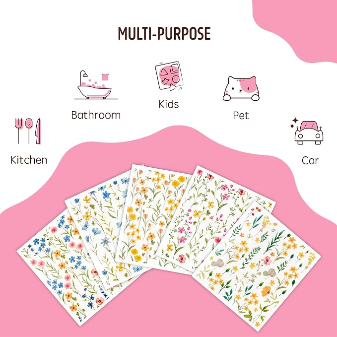 Swedish Dishcloths for Kitchen, 5 Pack Flowers Reusable Paper Towels Washable, Super Absorbent Swedish Dish Cloths, Biodegradable, Non-Scratch, No Odor