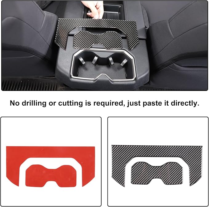 Aunginsy Car Rear Seat Central Armrest Cup Holder Cup Panel Trim Sticker Compatible with Toyota Tundra/Sequoia 2022-2024 Car Back Center Console Cup Holder Decorative Frame Protect Cover Accessories