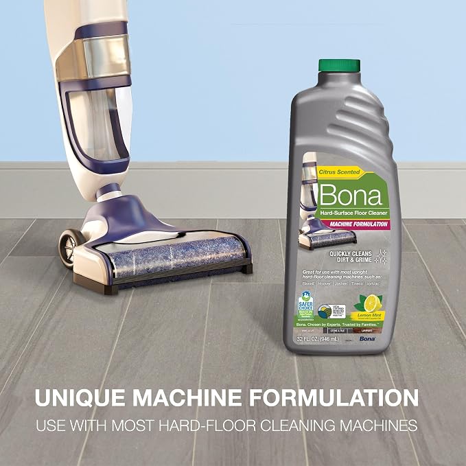 Bona® Hard-Surface Floor Cleaner - Hard-Floor Cleaning Machine Formulation - 32 fl oz - Lemon Mint