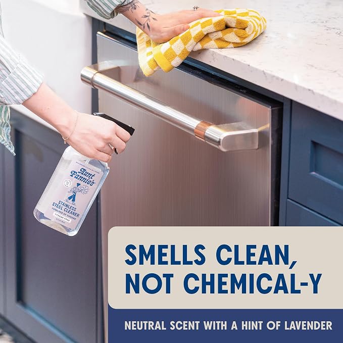 Aunt Fannie's Stainless Steel Spray Cleaner, Powered by Vinegar, Fingerprint and Residue Remover for Refrigerator, Dishwasher, Oven, Grill, Sink, Stovetop, and Other Appliances, Pack of 3