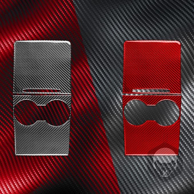 Red Real Carbon Fiber Trim for Tesla Accessories | for Model 3 2017-2022 / Model Y 2020-2024 Center Console Decoration Panel Sticker Interior Thick Overlay Decal - B