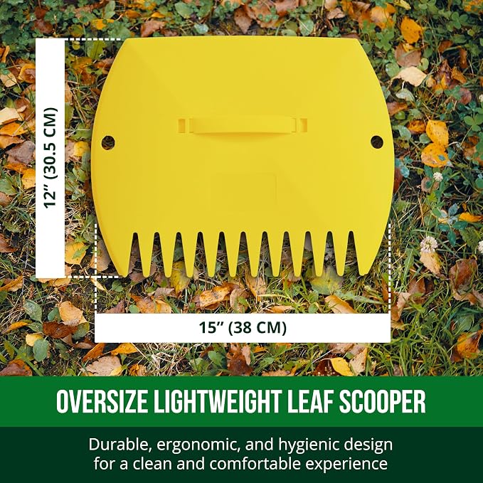 GardenHOME Leaf Scoops Hand Rakes, Large Leaf Grabbers for Yard Work and Garden Use, Clear and Collect Garden Rake, Leaf Scooper and Claws for Leaves, Lawn Debris, and Trash Cleanup, Yellow